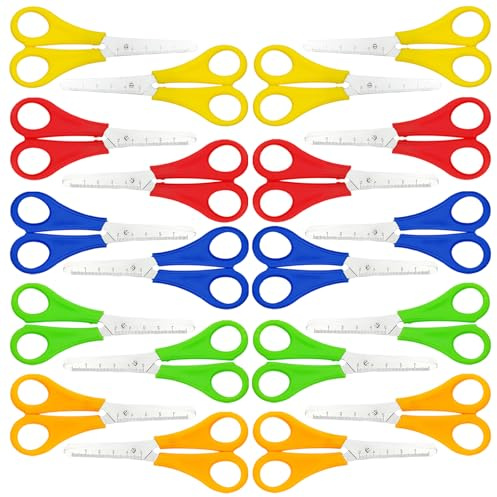 Kids Scissors, 20 PCS Children Blunt tip Safety Scissors, Handmade Scissor, Plastic Handle for Scrapbooking Art DIY Craft Students Teaching Stationery