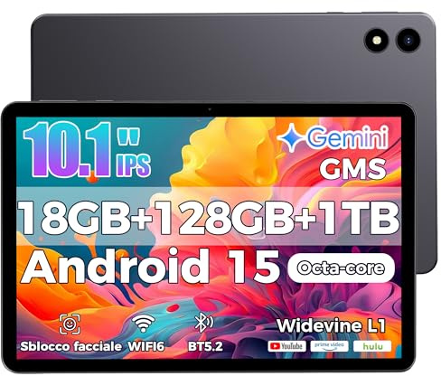 RebotAi 2026 último Tablet 10 Pulgadas Android 15 con Gemini AI, 18GB RAM + 128GB ROM (TF 1TB), Octa-Core 2.0GHZ, GMS, Widevine L1, OTG,5G WiFi 6 & BT 5.0,Tableta con lápiz óptico