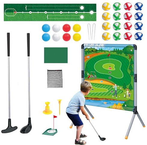 Generico Set da Golf per Bambini, Gioco per Chipping Golf, Allenamento Interattivo Portatile Genitore, 2 Mazze, 24 Palline, Minigolf, Giocattoli Sportivi da Interno Ed Esterno