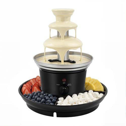 Wiefiche Fontana di cioccolato, fontana di cioccolato a 3 piani, con funzione di fusione, fontana elettrica in acciaio inox, 0,45 kg/1 libbra di capacità per feste di famiglia