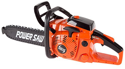 Hey! Play! Toy Chainsaw for Boys and Girls- Outdoor Power Tool for Pretend Play-Battery Powered with Pull Cord, Rotating Chain and Realistic Sounds, Orange