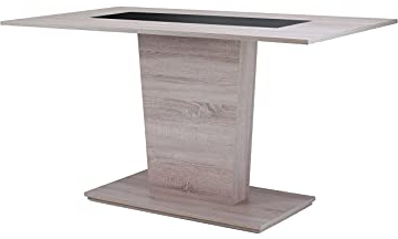 byLIVING Säulentisch Vienna/Moderner Küchentisch in Eiche-Optik, Einlage schwarz oder weiß montierbar/Kleiner Esstisch/B 110, H 75, T 70 cm