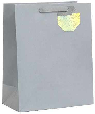 UK Greetings | Large Gift Bag for Him/Her/Friend | Party Bags for Presents | Birthdays/Weddings/Valentine's Day/Mother's Day | Silver Design | 33 x 26.7 x 13.7 cm