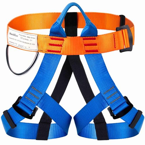 HandAcc Safety Belt for Tree Climbing, Rock Climbing, Zipline - Half Body Guide Belt for Women, Men & Novices