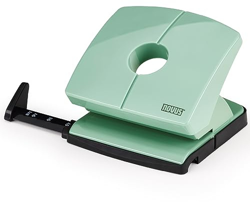 NOVUS Locher B220 Color ID 2.0 - Perforadora (20 hojas de potencia de perforación, carril de tope de bloqueo fijo, piezas funcionales de metal), color menta