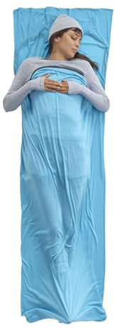 SEA TO SUMMIT - Breeze Coolmax Sleeping Bag Liner - Rectangular Mummy With Drawcord - Stuff Sack - Easy Care Bio-based Fabric & Odour Control - Backpacking & Travelling in Humid Weather - Blue - 330g