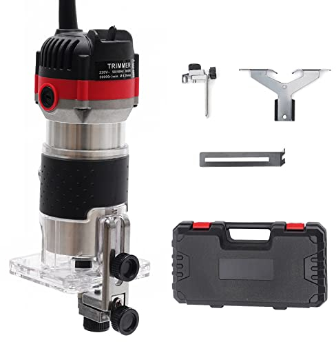 800w Fresa Elettrica a Mano, 220v 30000r/min Rifilatore Fresatrice Verticale per Legno, Fresatrice Elettrica per Legno con Custodia, Fresatrice Rifilatore con Spazzole di Carbone