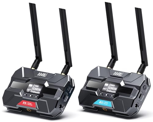 HDMI sans Fil Vidéo Émetteur et Récepteur Pro – Jusqu'à 6 RXs, 400M Prise en Charge de HDMI Loopout/écran OLED/Canal Intelligent, pour la Photographie,Laptop,Tournage,télévision,projecteur,Moniteur