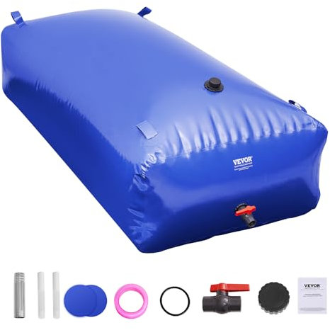 VEVOR 1000L Wasserblasen Aufbewahrungsbehälter, 1000D blaues PVC, zusammenklappbare Wasserspeicherbehälter, große Kapazität, weicher Wasserbeutel, tragbare Wasserblase, Brandschutz, Camping