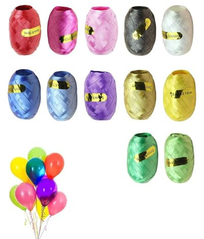 KGDUYC 12 Rollen Geschenkband, Curling Ribbon Rolle,10 m je Rolle Ringelband Bunt für Hochzeit Partei Festival Dekoration Handwerk Geschenkverpackung Florist Luftballon - 12 Farben