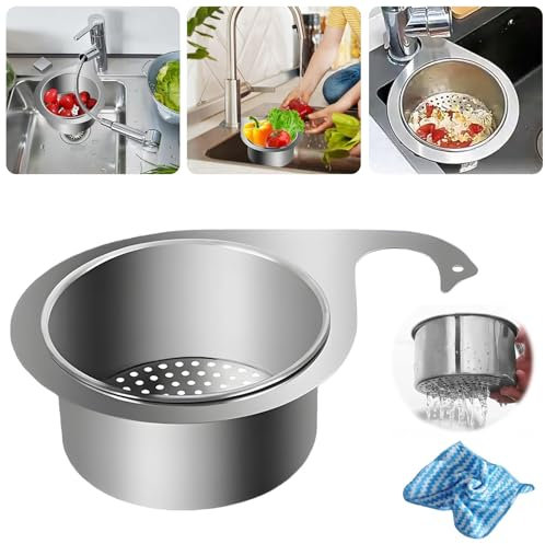 Stainless Steel Swan Sink Strainer Basket,Passoire Evier Cuisine,Panier de Filtre evier Cuisine Passoire evier,Panier evier Stainless Steel Sink Strainer Basket,Passoire pour evier Cuisine (1/Set)