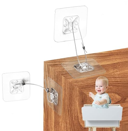 No Drill Metal Furniture Anchors (10 Packs) for Baby Proofing, 14 Adhesive Anti-Tip Furniture Wall Safety Straps for Child, Keep Toddlers & Pets Safe from Falling Furniture Like Dresser & Bookshelf