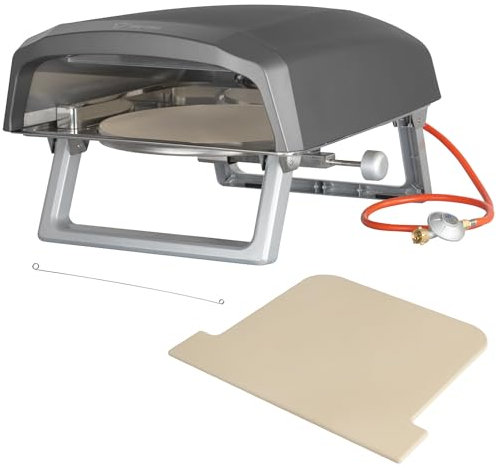 BBQ-Toro Gas Pizzaofen mit Drehfunktion | Mobiler Pizza Ofen mit 2 Pizzasteinen | 8,5 kW, mit rundem und T-förmigen Pizzastein | Gasofen, Outdoor Pizzaofen, Gasgrill Camping | Gas 360° Drehbar