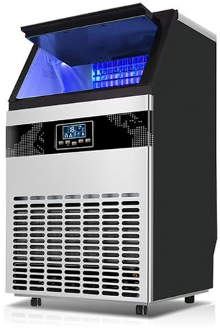 Máquina de hielo comercial, máquina de hielo industrial de 100 kg/24 h, máquina de cubitos de hielo de limpieza automática independiente con capacidad de almacenamiento de hielo de 15 kg