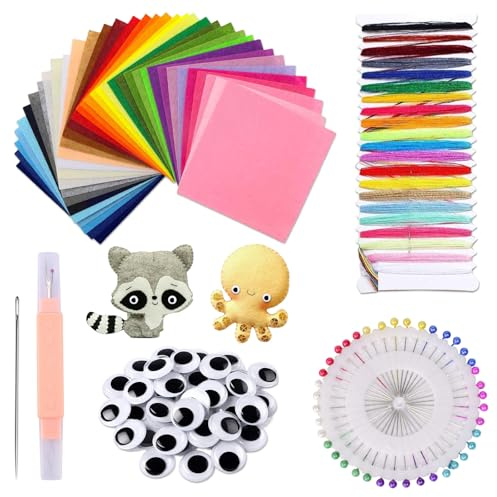 Fieltro para Manualidades - Set de 40 Colores Tela de Fieltro Suave y Duradera - 15x15 cm - Ideal para proyectos DIY, Costura, artesanías y decoracionesIdeal para ProyectosDIYy Decoraciones Creativas