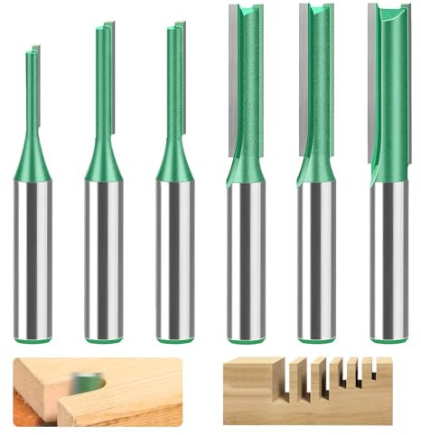 Lot de 6 fraises à rainurer avec tige de 8 mm, Ø 3 mm, 4 mm, 5 mm, 6 mm, 7 mm, 8 mm, fraise à rainurer pour le travail du bois