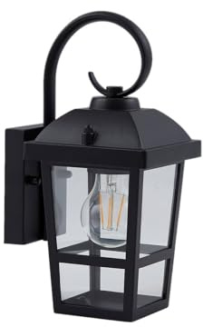 Lindby vägglampa utomhus (lykta) Eloane (stänksäker (modern) i svart rostfritt stål (1 lampa, E27) – utomhusvägglampor vägglampa LED utomhu utomhus för