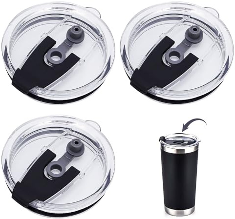 3-Pack 3.94x3.94In 30oz Tumbler Replacement Lids for Travel Cups - Modern Spill-Proof Skinny Cup Covers for Mouth Tumbler Cup - Compatible with Inner Diameter 3.68 to 3.88 In Stainless Steel Tumblers