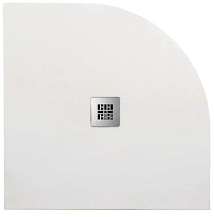 Barbottina Piatto doccia semicircolare in marmoresina bianco modello stone free, effetto pietra naturale, altezza 2,8 cm, dimensione 80x80 cm