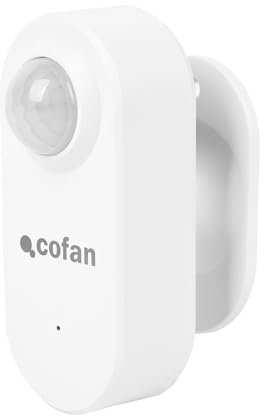 Cofan Sensor de Movimiento WiFi | Detector de Movimiento Inteligente | Funciona con aplicación Smart Life o Tuya | Sistema de Seguridad Compatible con Alexa y Google | Color: Blanco