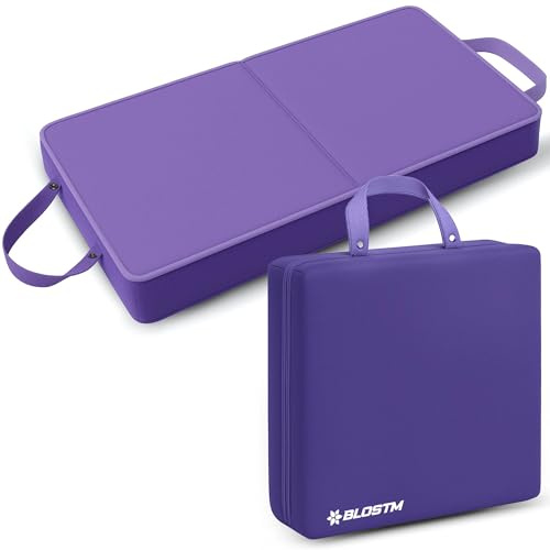 BLOSTM Cuscino per inginocchiarsi da giardino extra spesso, grande, pieghevole, con manici, in memory foam, impermeabile, per giardinaggio, lavori domestici (viola)