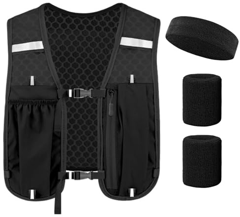 Running Vests for Women, Hydration Vest Pack with Sweat Band & Wristbands, Lightweight Adjustable Running Backpack for Trail Running & Fitness | Women's Running Vest with Reflective Safety Design