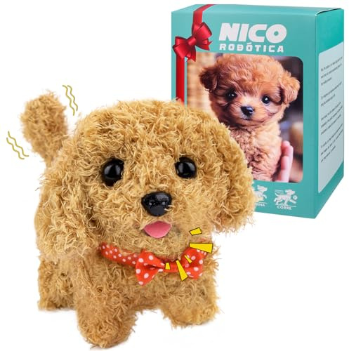 Pipihome Realistic Robot Puppy, Walking Dog Toys for Kids, Interactive Plush Toy Dogs, Barking, Tail Wagging Robot Dog That Act Like Real Dogs, Christmas Birthday Gifts for Boys Girls