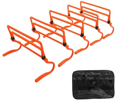 rockible 5 Piezas Vallas de Agilidad Vallas de Entrenamiento Set de Obstáculos Equipo de Coordinación Portátil con Bolsa de Transporte Adecuado para Niños, Naranja