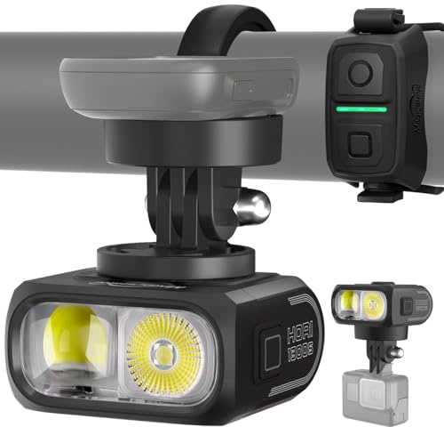 Magicshine HORI1300S Bike Headlight, Compatible with Garmin/Wahoo, 1300 Lumens High & Low Beam Front Light, USB-C Rechargeable, IPX6 Waterproof for Night Riding and Urban Cycling-Black