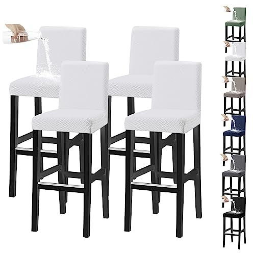 Vattentäta Stretchöverdrag Till Barstolar Med Universal Passform For Restauranger Och Hotell(White 4pcs)