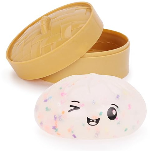 Toyland® Confetti Squishy Bao Dumpling Sensorisk Fidgetleksak med Plastånglåda - Klemleksaker för barn - Åldrar 3+