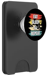 Eat Sleep DJ Repeat Retro Tocadiscos DJ PopSockets PopWallet para MagSafe