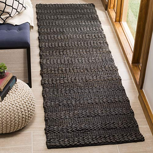 SAFAVIEH Natural Fiber Collection Runner Rug - 2'3 x 6', Charcoal, Handmade Jute, Braided Woven Design, Ideal for Living Room, Bedroom (NF212C)