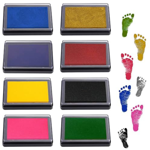 Kit de Almohadilla de Tinta de huellas de mano y pies de Bebé, impresiones de manos y pies bebé,Seguro y fácil de lavar,