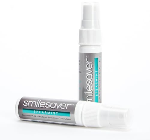 Smilesaver Retainer Cleaner Spray – Invisalign, Mouth Guard, and Denture Cleaner – Quick Oral Care for Aligner & Retainer Hygiene – Natural, Portable & Minty Fresh Oral Care Products (1oz) (Pack of 2)