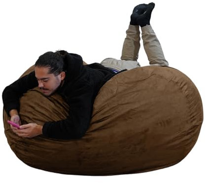 Bananair Jätte XXL-sittsäck i mikrofiber – mjuk och bekväm, maskintvättbar – generöst vadderat – sittsäck XXL – sittsäck med stor sittsäck (choklad, 140 cm)