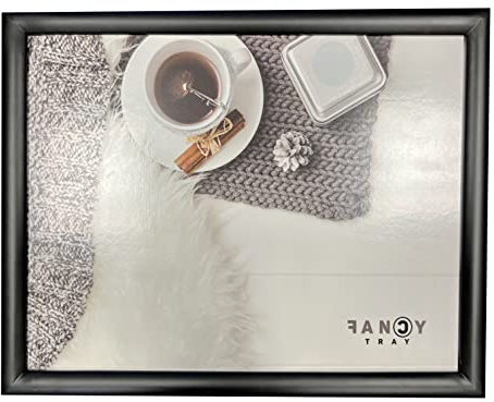 Lap Tray With Cushion - Wooden Food Serving and Laptop Desk 43 x 33 x 1.5 cm | Soft Padded Bean Bag for Eating, Travel, Work, Home (Winter)