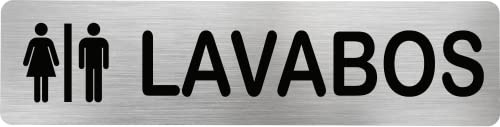 MovilCom® - Señal de acero inoxidable LAVABOS HOMBRE/MUJER | Placa puerta | Señal informativa | Cartel Puerta 200X50mm