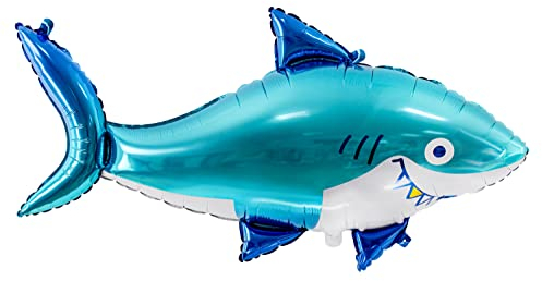 XXL Folienballon Haifisch Ballon Hai Geburtstag Deko Kindergeburtstag Dekoballon Shark Party Motto Unterwasserwelt Piraten Meere