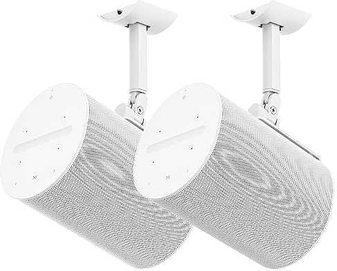 Yibracki Paire de Supports muraux pour Haut-parleurs Sonos Era 100 - Support Mural inclinable et pivotant pour Sonos Era 100 - Blanc - avec Supports de Montage Flexibles au Plafond pour Sonos Era 100