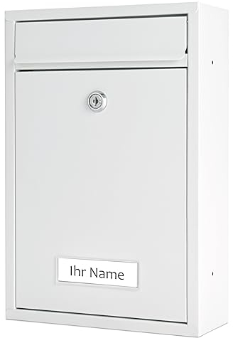 Verda Briefkasten mit Namensschild und großem Briefschlitz, Postkasten 32 x 21 x 8 cm, Designer Wandbriefkasten, 2X Schlüssel, Anthrazit RAL7016 SN3664-1