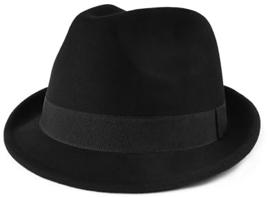 Zylioo M Felt Trilby Fedora Hats,Small Size Felt Hats,Warm Jazz Cap,Unisex Short Brim Panama Hat with Ribbon
