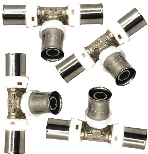 BOOPARTS – 4 Pièces – Té Égal à Sertir Ø16 (16–16–16 mm) | Raccord Multicouche Contour TH | Raccord Plomberie Chauffage Étanche pour Eau Chaude et Sanitaire
