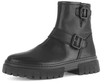 Gabor Damen Biker Boots, Frauen Stiefeletten,Moderate Mehrweite (G),gefüttert,Bootee,Booties,halbstiefel,schwarz (Mel./Uni),42 EU / 8 UK