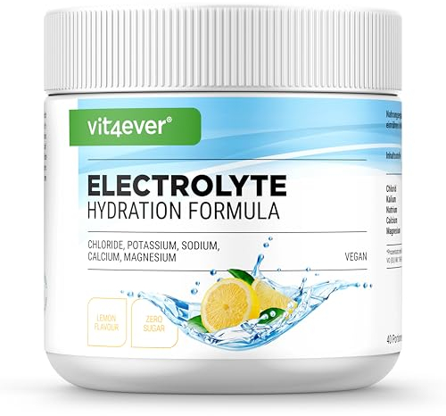 Elektrolyte - 200 g (40 Portionen) - Hydration Formel mit Chlorid, Kalium, Natrium, Calcium, Magnesium - Perfekt für Sportler bei Flüssigkeitsverlust - Ohne Zucker - Vegan - Zitronen Geschmack
