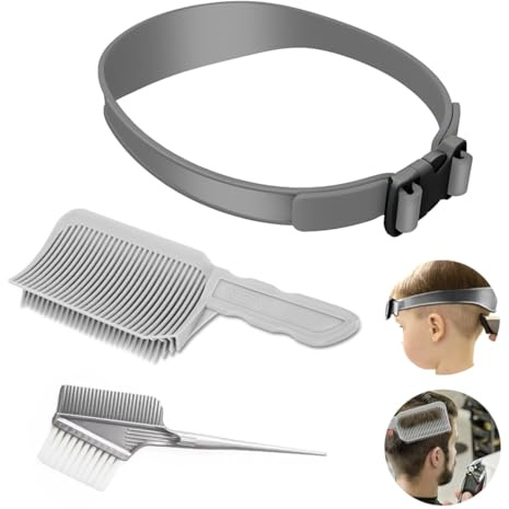 Youery 3 Pezzi Sfumatura Capelli Uomo Set, Fascia Taglio Capelli Curva Regolabili, Pettine di Posizionamento Curvo, Spazzole per Tinture per Capelli, per Tagliare e Tagliare i Capelli Fai da Te