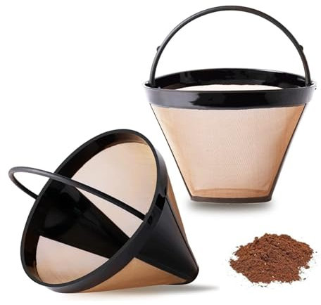 2 filtros de café reutilizables, n.º 4, para cafeteras de cono, repuesto de filtro para cafeteras Ninja y Cuisinart