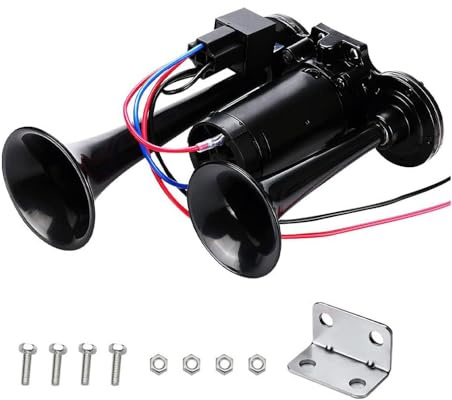 LWK Horn 12 V 600 dB - Dubbelrör - Med kompressor - 600 dB - Super kraftfull - Hornsats - För 12 V fordon - Bil, tåg, båt, bil, skåpbil