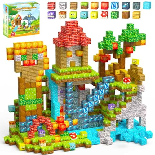 Styleeasy 200PCS Magnetic Blocks - Magnetic Building Blocks Set, Classroom Must Haves Magnet Sensory Autism Toys, Construction Stacking Toys for Kids Boys Girls Age 3+ Years Old