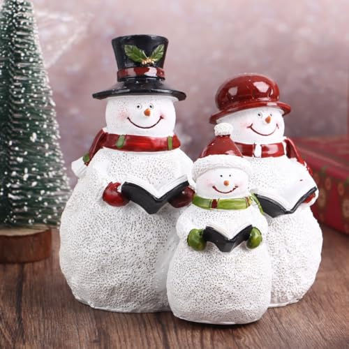 Figurines de famille de bonhomme de neige de Noël, décorations de vacances faites à la main pour la maison et le bureau, statues de bonhomme de neige cadeaux pour les célébrations d'hiver